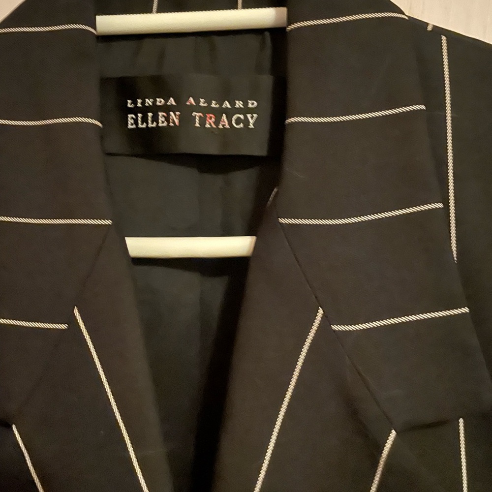 Ellen Tracy Black Blazer with White Stripes
